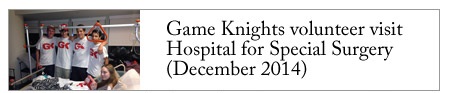 Game Knights volunteer visit Hospital for Special Surgery (December 2014)